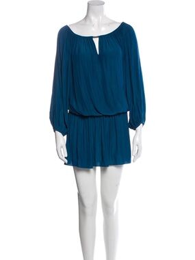 Ramy Brook Teal Bateau Neckline Knee-Length Dress Size Small